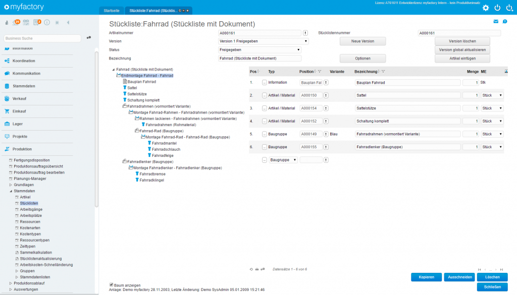 myfactory Stücklisten