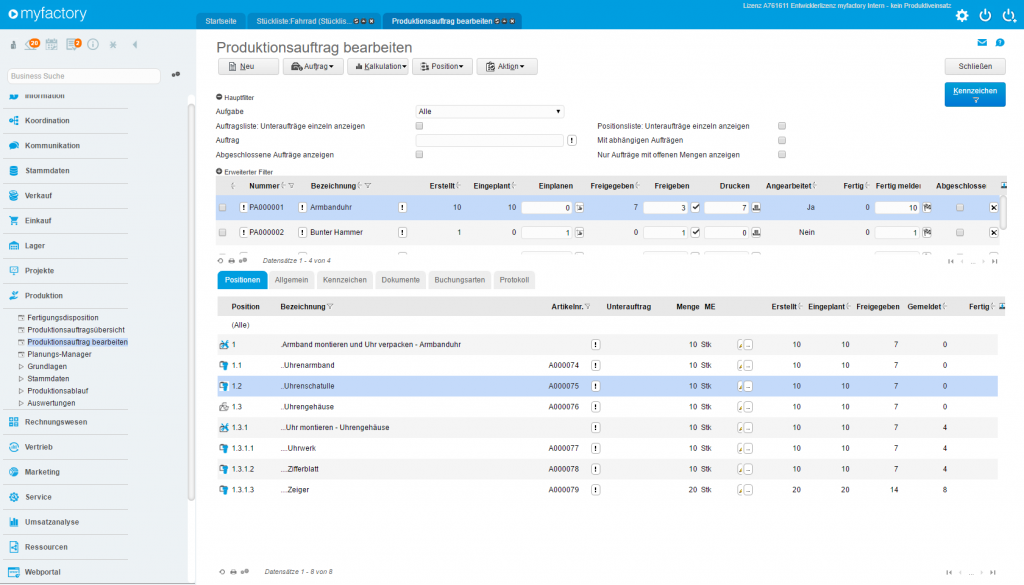myfactory Produktionsaufträge