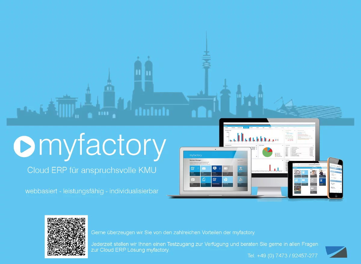 myfactory Cloud ERP - überzeugen Sie sich selbst und nutzen Sie eine moderne ERP Lösung auch in Ihrem KMU